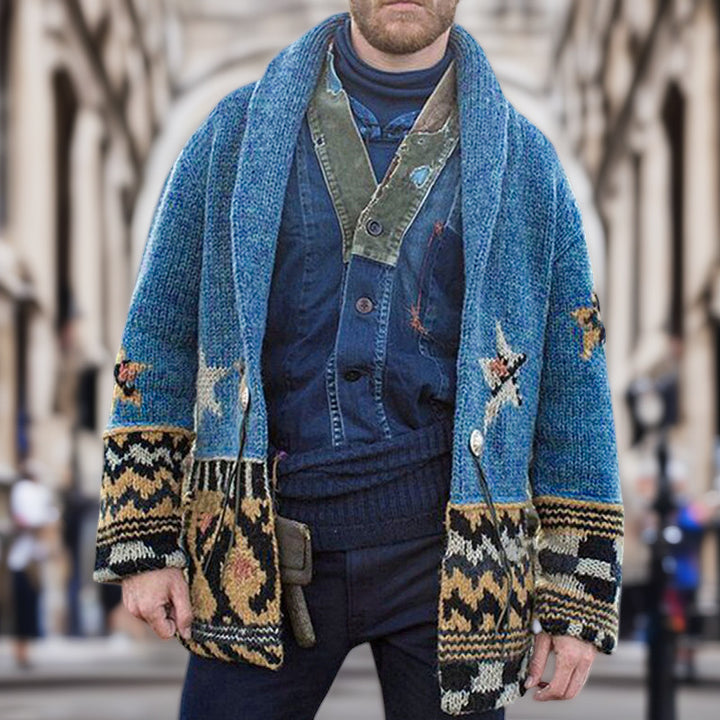 Herren Strickjacke mit detaillierter Handarbeit Echoarchiv