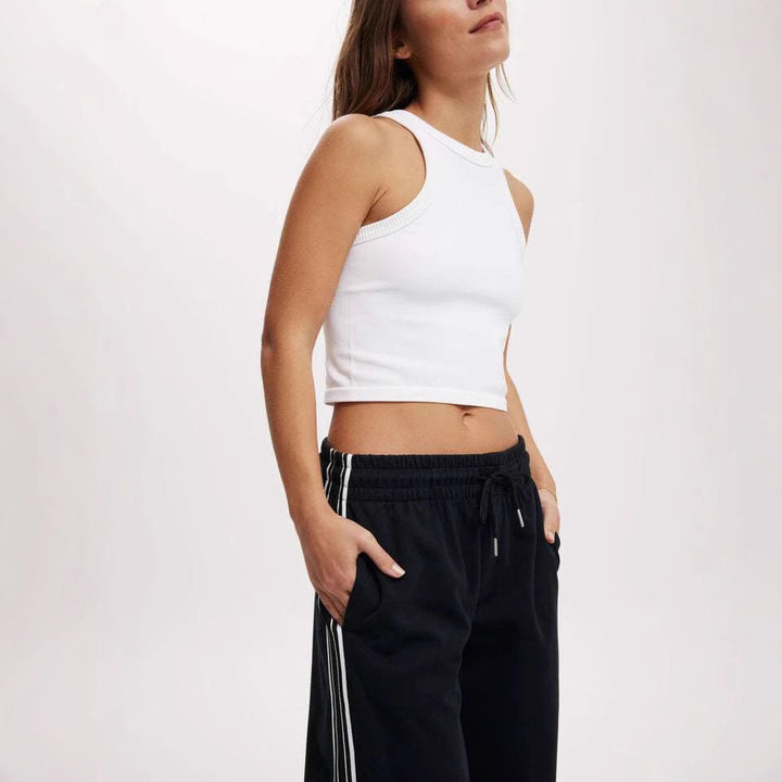 Damen Weite Jogginghose mit Kordelzug, elastischem Bund & seitlichen Kontraststreifen – Avérine