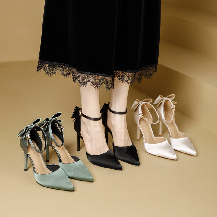 Damen schicke High Heels mit dekorativem Schleifenverschluss Echoarchiv