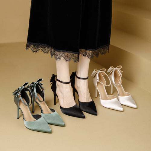 Damen schicke High Heels mit dekorativem Schleifenverschluss Echoarchiv
