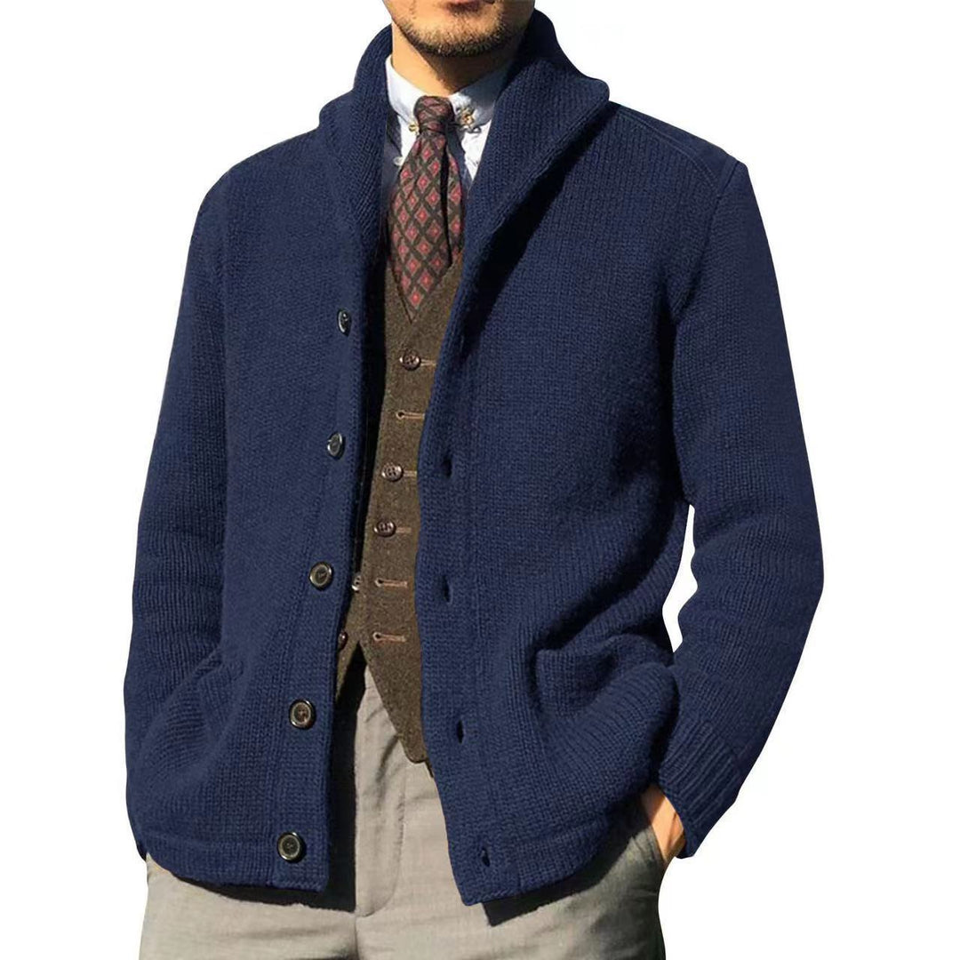 Herren Strickjacke mit schickem Kragen und Knopfdetails Echoarchiv