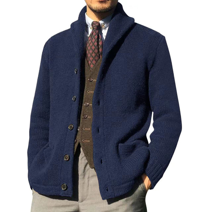 Herren Strickjacke mit schickem Kragen und Knopfdetails Echoarchiv