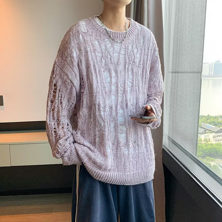 Herren Lässiger Strickpullover mit Lochmuster Echoarchiv