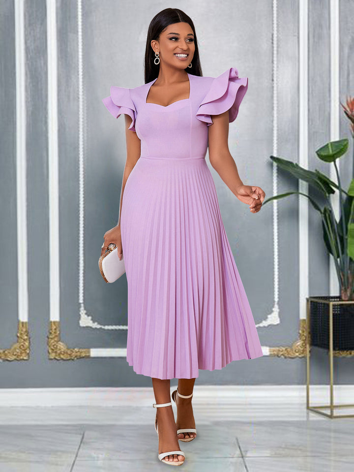 Damen plissiertes Maxikleid mit eleganten Rüschendetails Echo Archiv