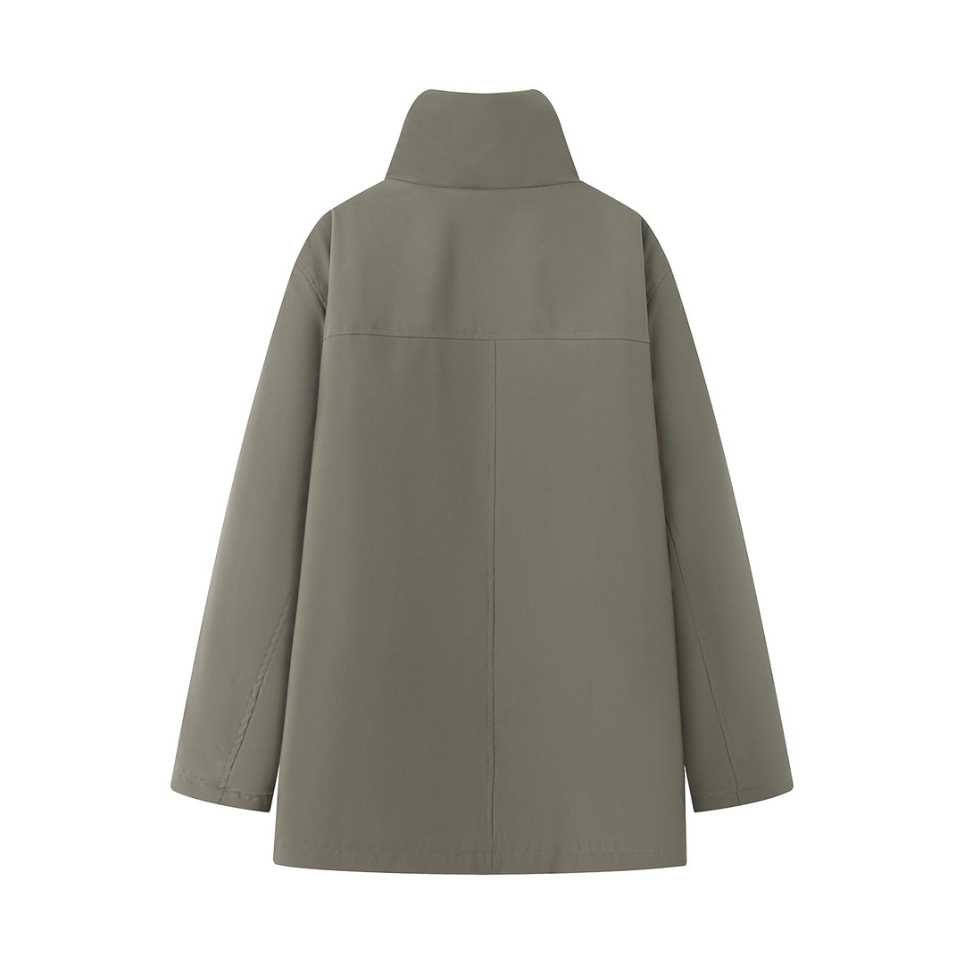 Damen oversized Parka mit hohem Teddygefüttertem Stehkragen, verdeckter Frontleiste und großen Klappentaschen – Célinea