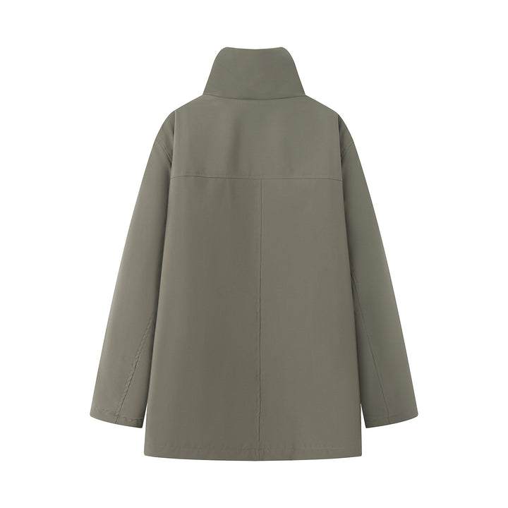 Damen oversized Parka mit hohem Teddygefüttertem Stehkragen, verdeckter Frontleiste und großen Klappentaschen – Célinea