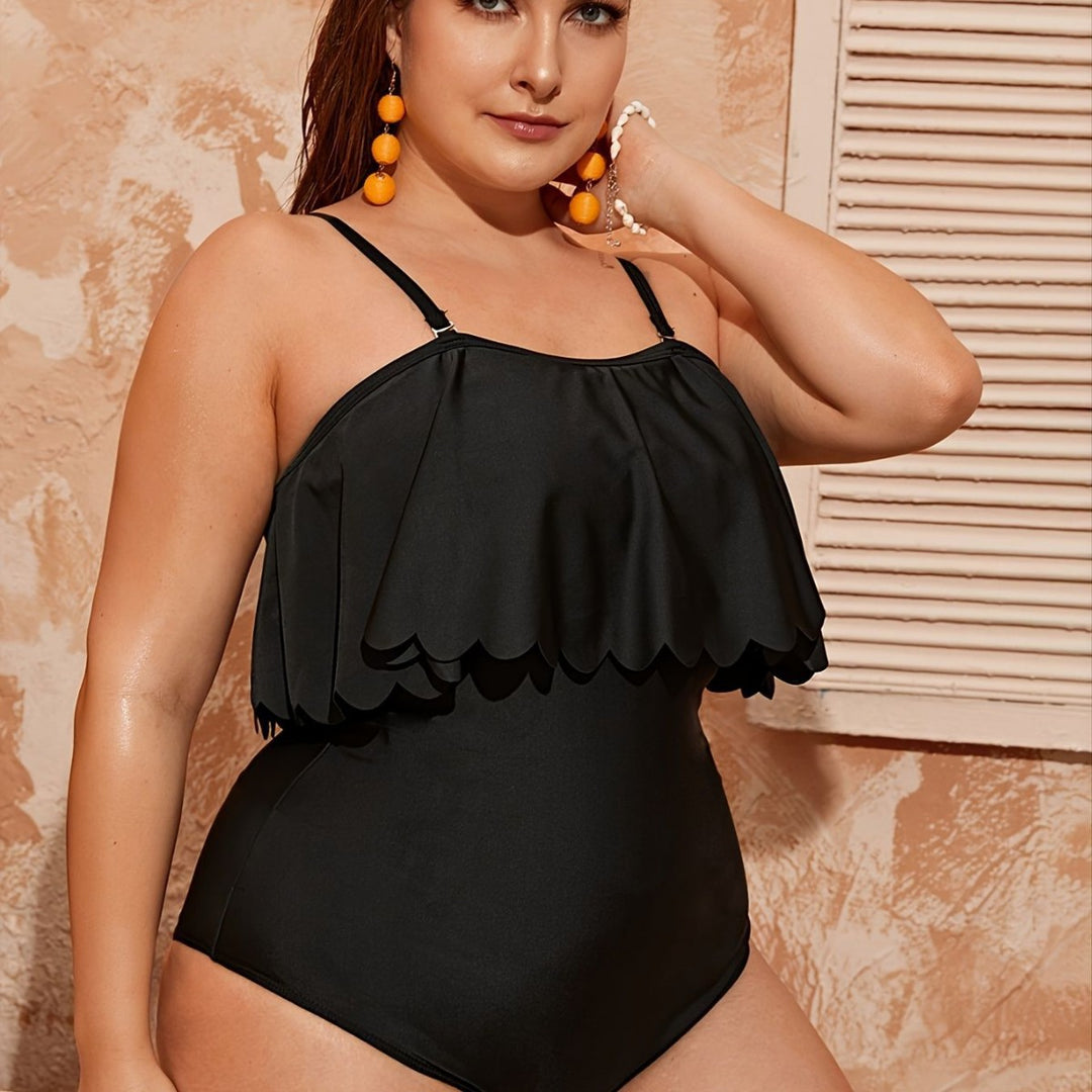 Damen Einteiler Badeanzug mit elegantem Volant-Design Echo Archiv