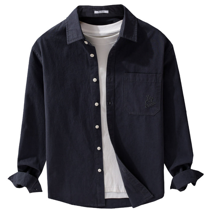 Herren Feines Cord-Überhemd im Overshirt-Stil mit Kentkragen und aufgesetzter Brusttasche Echoarchiv