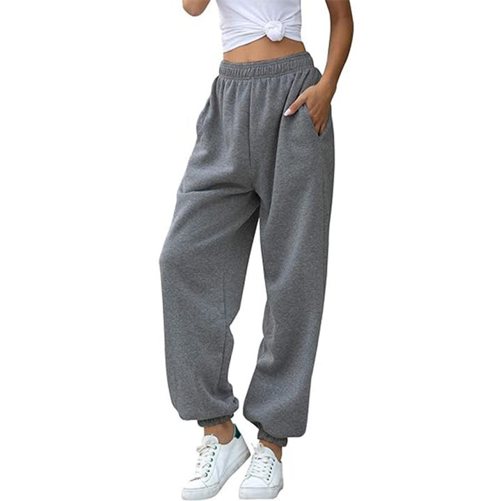 Damen nan weite High-Waist Jogginghose aus weichem Fleece mit elastischem Bund, Eingrifftaschen und engen Saumbündchen Echo Archiv