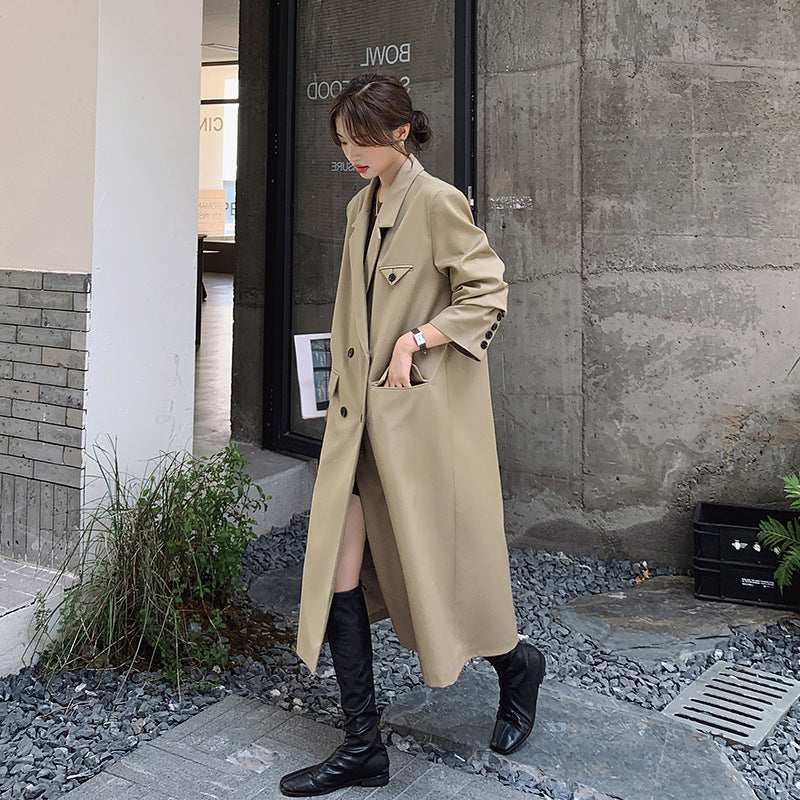 Damen Doppelreihiger Oversize-Trenchcoat mit kastiger Silhouette und verlängertem Schnitt – Montévia