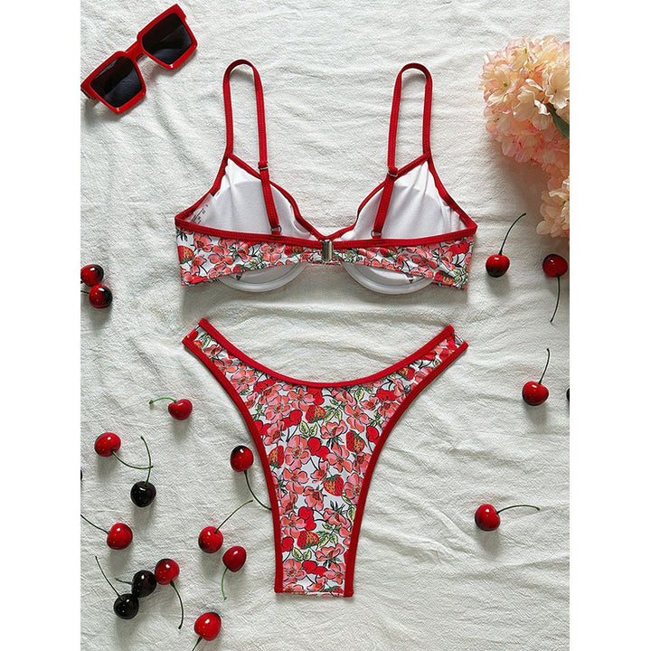 Damen Push-Up Bikini mit floralem Design und verstellbaren Trägern Echo Archiv
