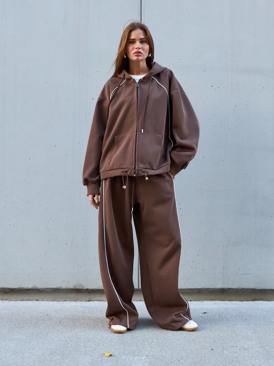 Damen Sportliches Oversized Kapuzenjacken-Set Echo Archiv
