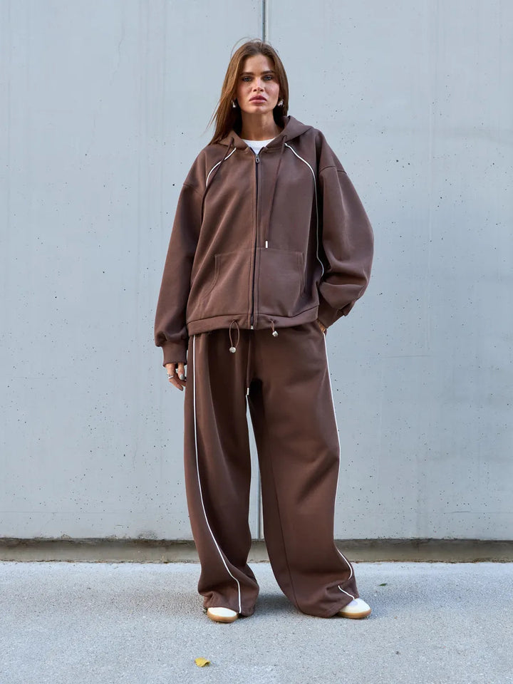 Damen Sportliches Oversized Kapuzenjacken-Set Echo Archiv