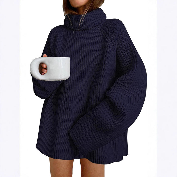 Damen Oversize Pulloverkleid aus Rippstrick mit hohem Rollkragen und voluminösen Ärmeln Echo Archiv
