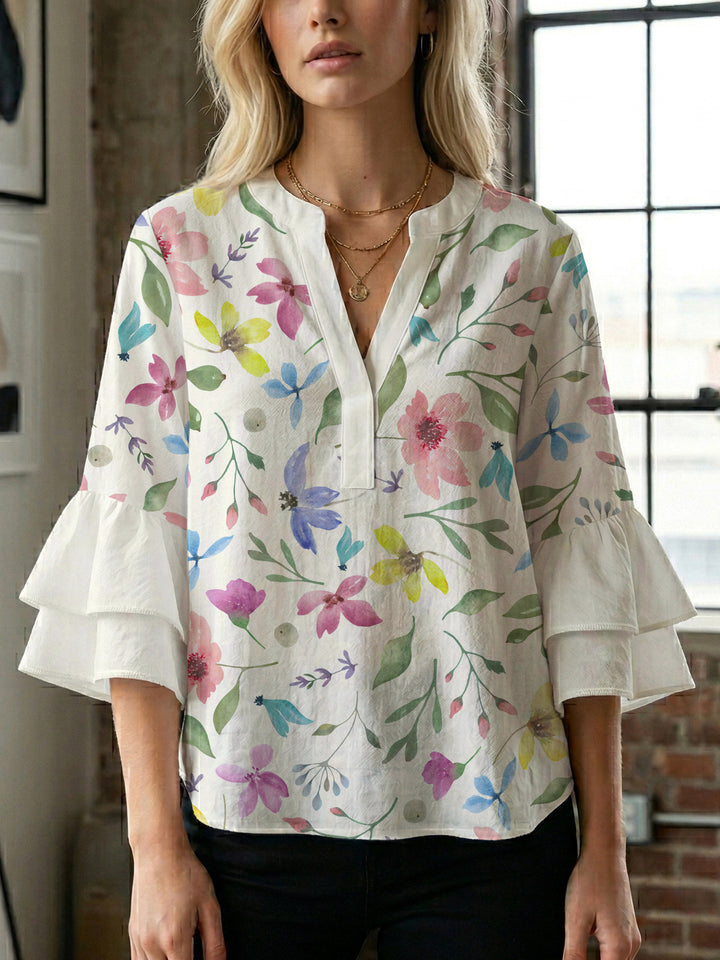 Damen Bluse mit voluminösen Ärmeln und floralem Design Echo Archiv