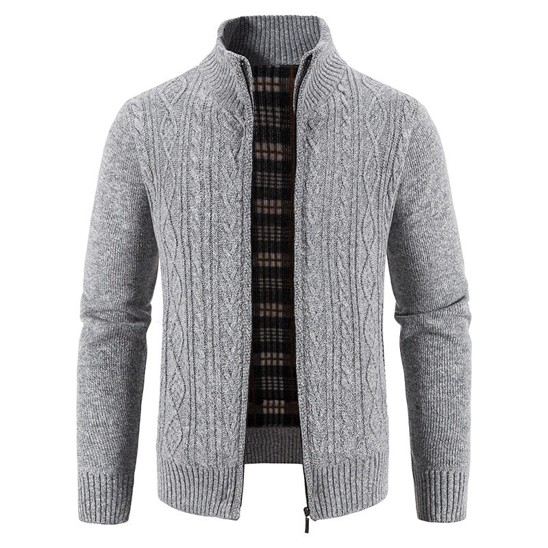 Herren Strickjacke mit hochschließendem Kragen und strukturiertem Design Echoarchiv