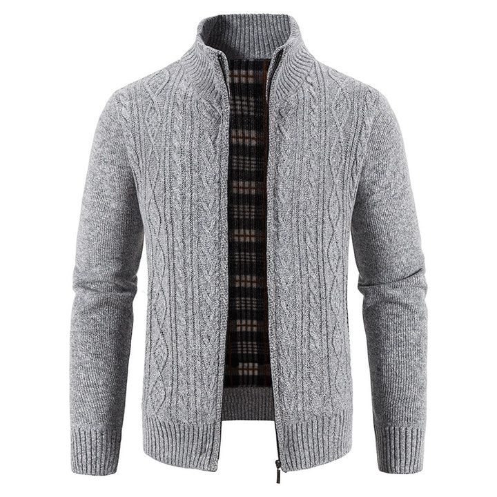 Herren Strickjacke mit hochschließendem Kragen und strukturiertem Design Echoarchiv