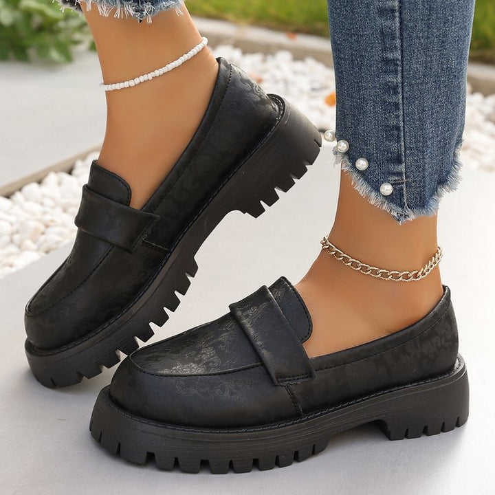 Damen Chunky Loafer mit profilierter Gummisohle und geprägtem Kunstleder Echoarchiv