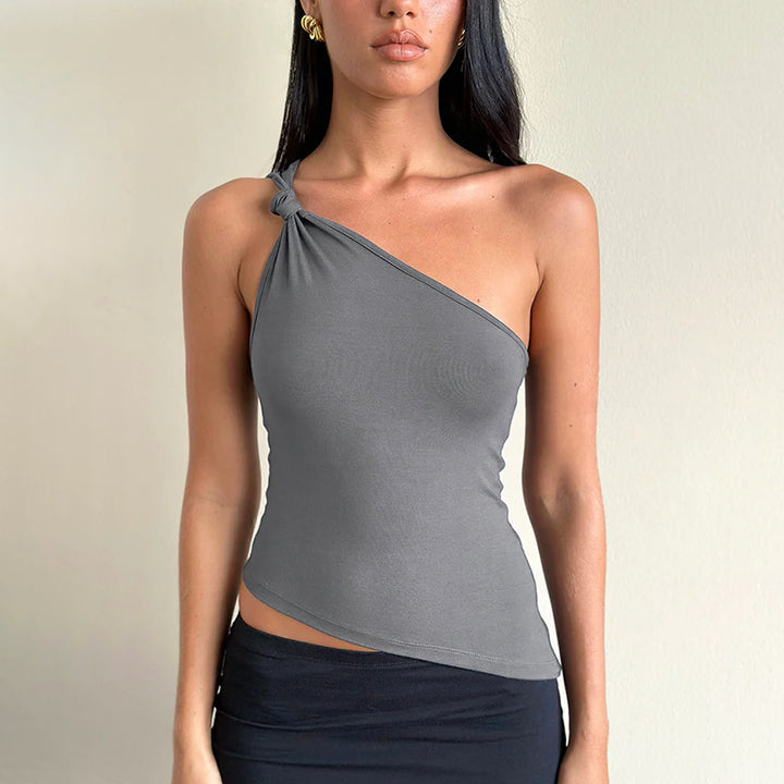 Damen asymmetrisches Trägershirt mit Knotendetail Echo Archiv
