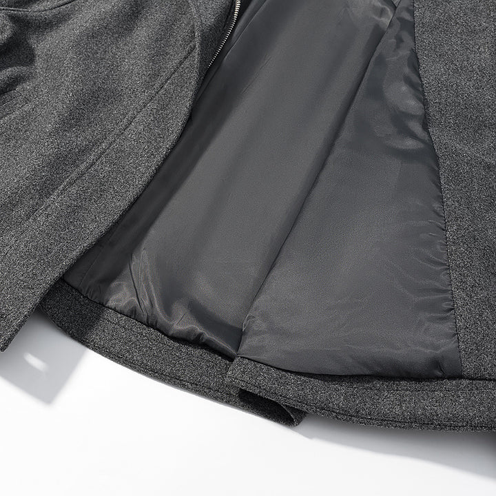 Damen Kurz geschnittene Wollmix-Croppedjacke mit Stehkragen, Schulterklappen und verstellbaren Ärmelriemen Echo Archiv
