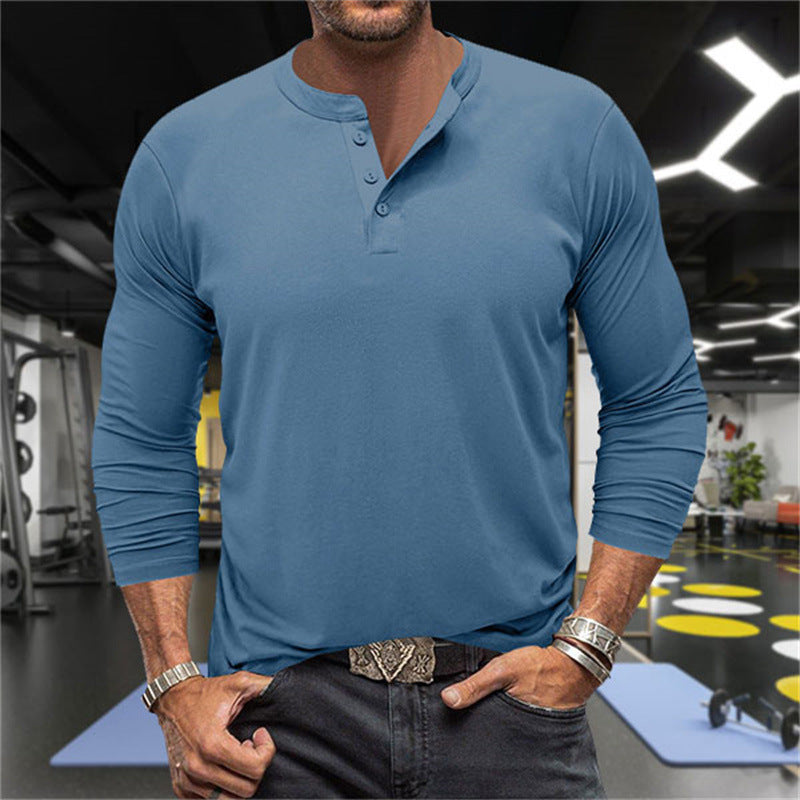Herren Langarm-Henley-Shirt aus atmungsaktiver Baumwollmischung Echoarchiv