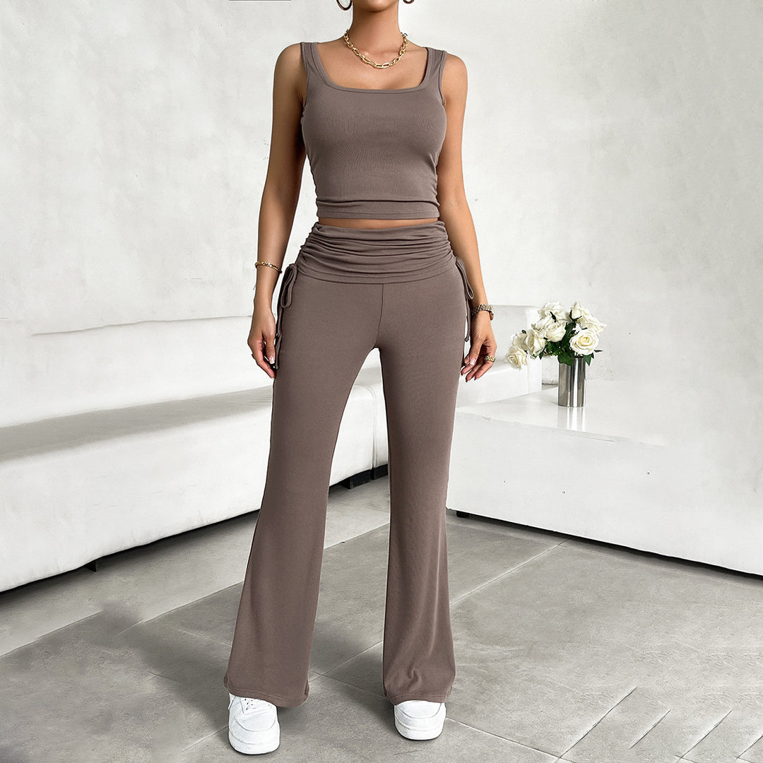 Damen funktionale Kombination aus ärmellosem Top und fließenden Hose Echo Archiv