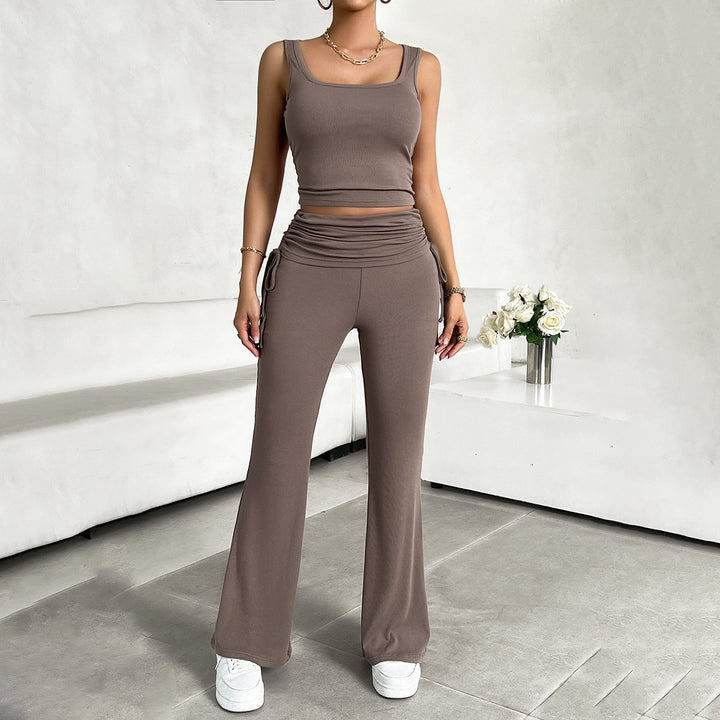 Damen funktionale Kombination aus ärmellosem Top und fließenden Hose Echo Archiv