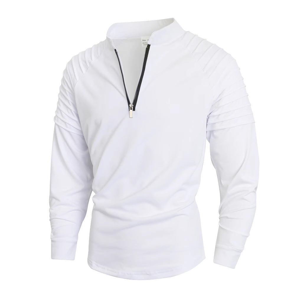 Herren Langarmshirt mit modernem Stehkragen und Reißverschluss Echoarchiv