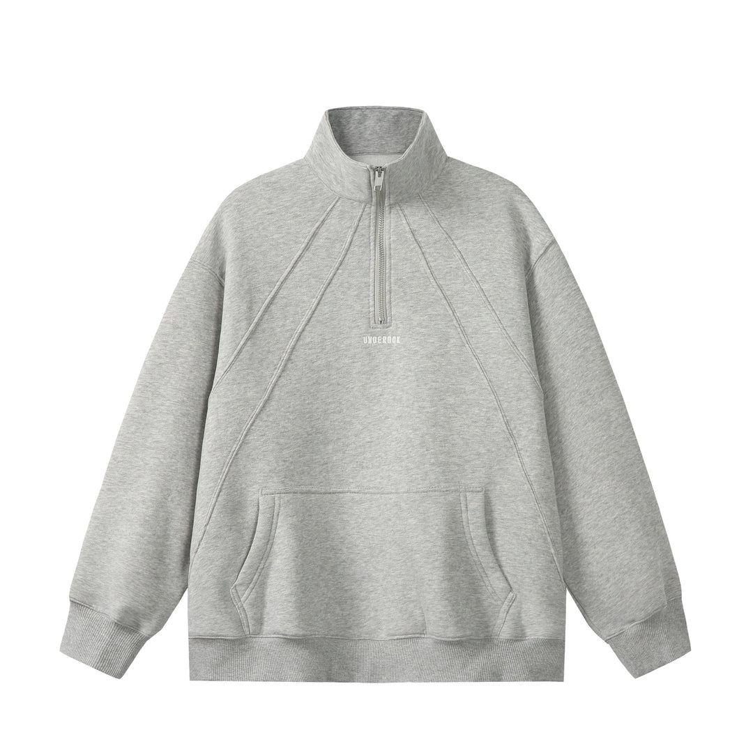 Unisex Oversize Sweatshirt mit Halbzip, hohem Funnelkragen und Kängurutasche Echoarchiv