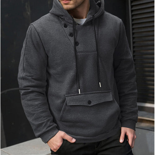 Herren Kapuzenpullover mit Knopfverschluss und praktischen Taschen Echoarchiv