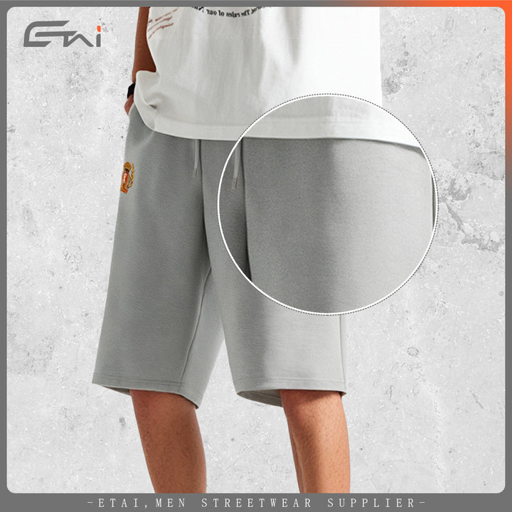 Herren Knieumspielende French-Terry Sweatshorts mit Kordelzug und gesticktem Wappen Echo Archiv