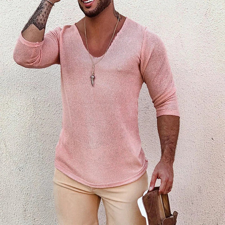 Herren V-Ausschnitt Shirt mit innovativem Strukturdesign Echoarchiv