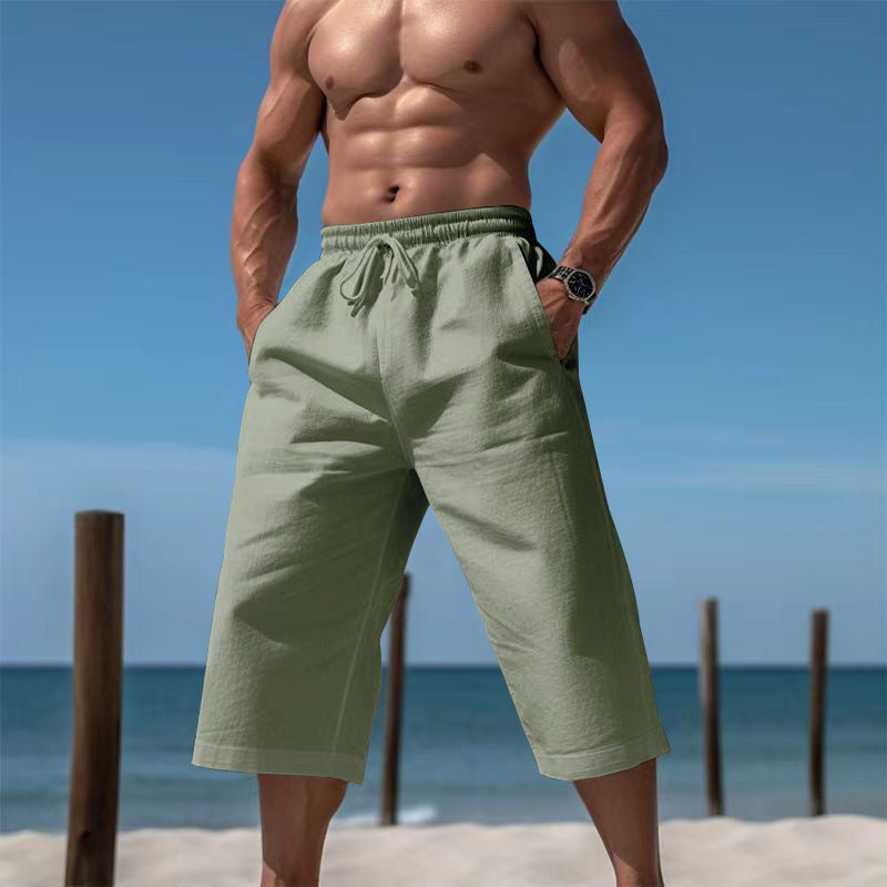 Herren nan lässige knielange Bermuda-Shorts mit elastischem Bund und Tunnelzug Echoarchiv