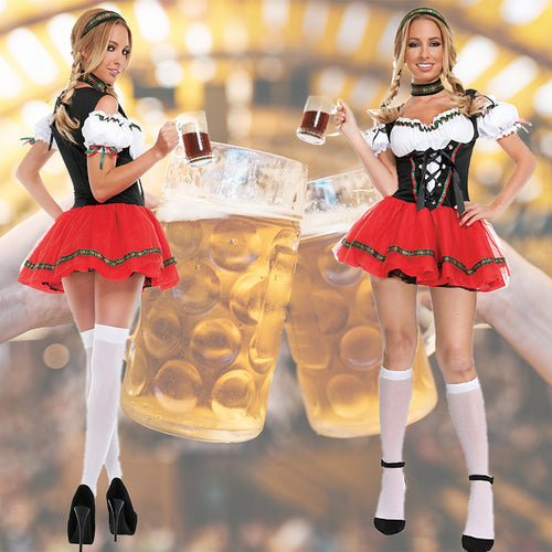 Damen nan folklorisches Kostümkleid mit off-shoulder Bluse Schnürkorsage und stufigem Tüllrock Echo Archiv