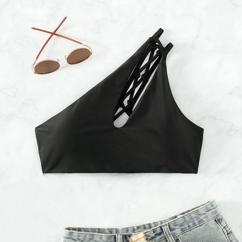 Damen Cropped Badeoberteil mit asymmetrischem Design und elegantem Cut-Out Echo Archiv