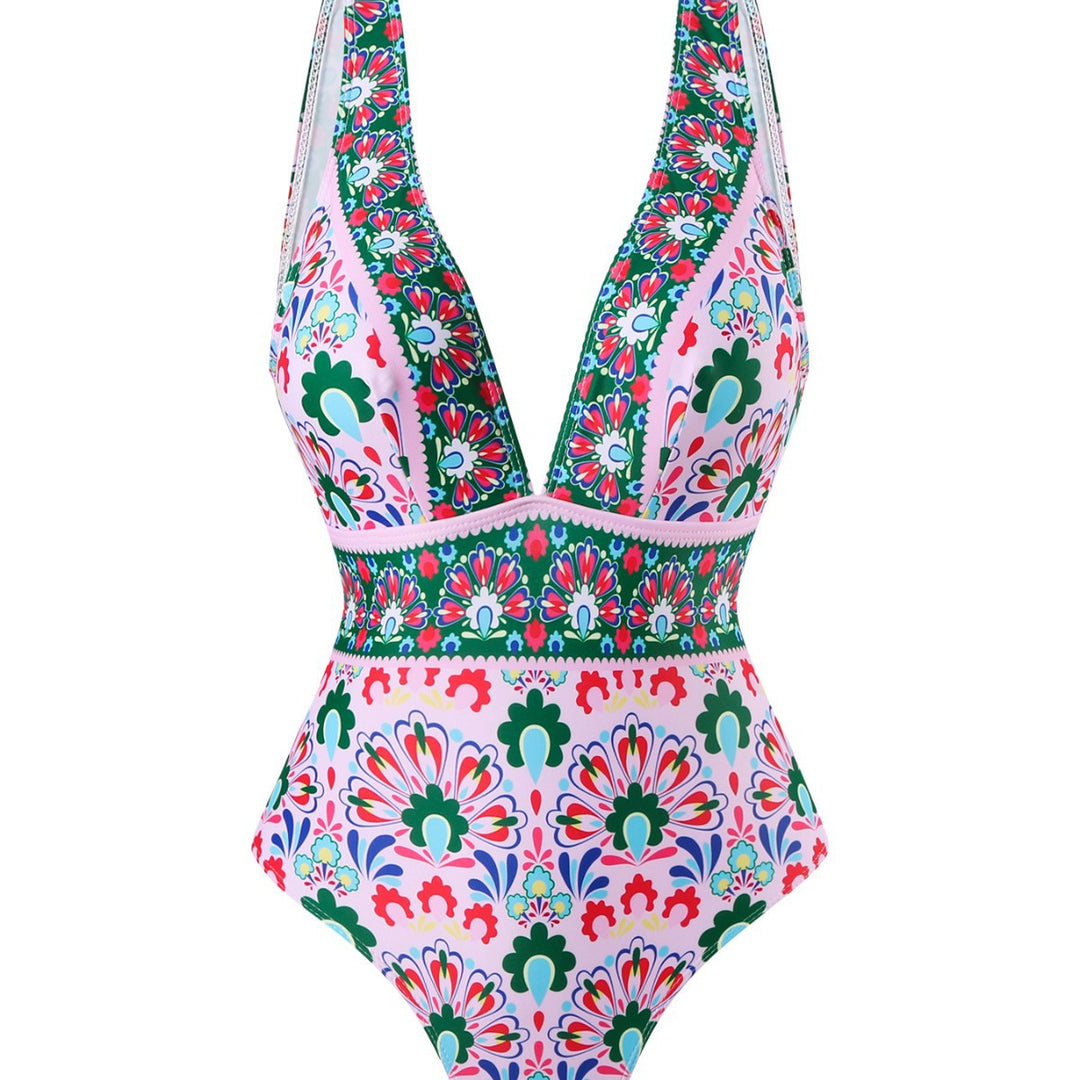 Damen Eleganter Badeanzug mit passendem Wickelrock Echo Archiv