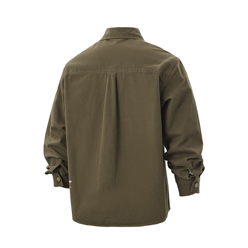 Herren Overshirt-Jacke im Workwear-Stil mit aufgesetzten Brusttaschen und Druckknopfverschluss Echoarchiv