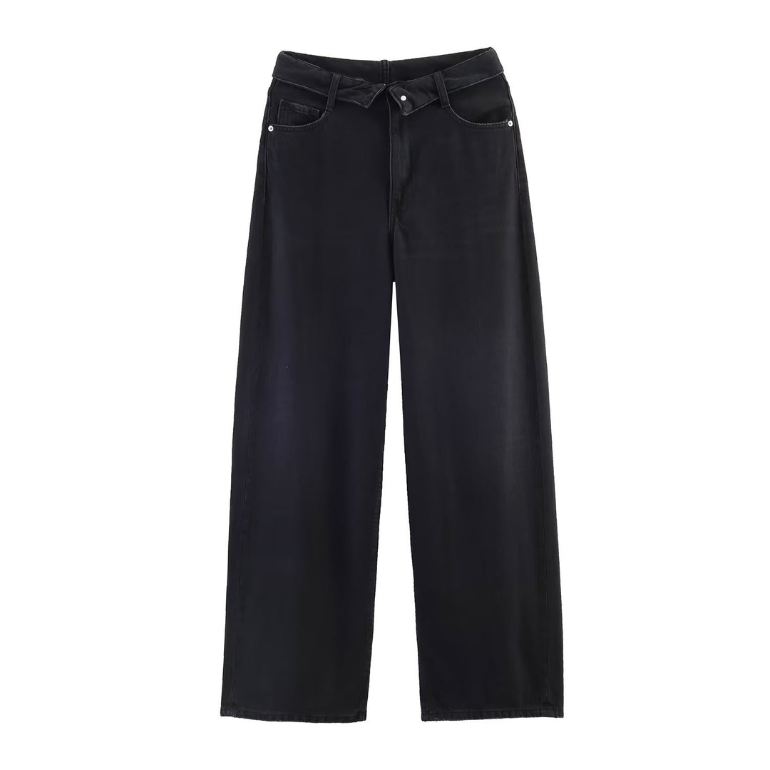 Damen nan weite hochgeschnittene Vintage-Jeans mit Destroyed-Effekten Echo Archiv
