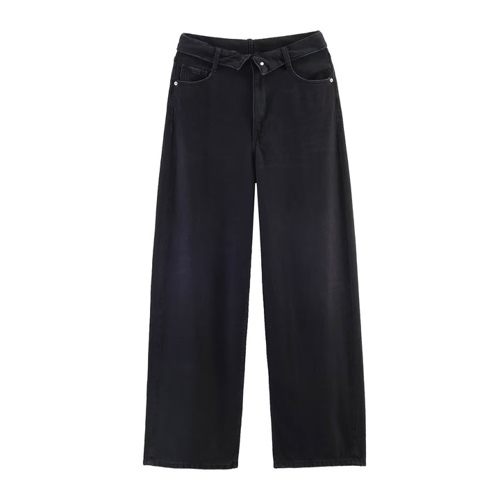 Damen nan weite hochgeschnittene Vintage-Jeans mit Destroyed-Effekten Echo Archiv