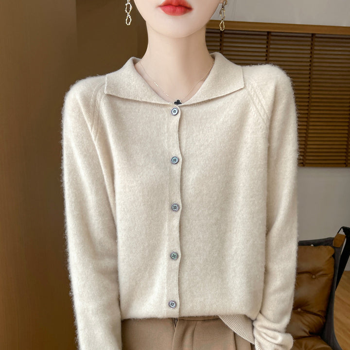Damen Kuscheliger Reverskragen-Cardigan im Kaschmir-Look mit Mohair-Effekt Echoarchiv