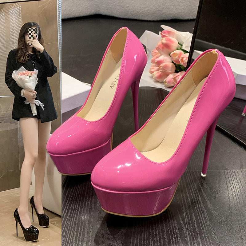 Damen Plateau-Pumps mit glänzendem Obermaterial und hohem Stiletto-Absatz – Lioré