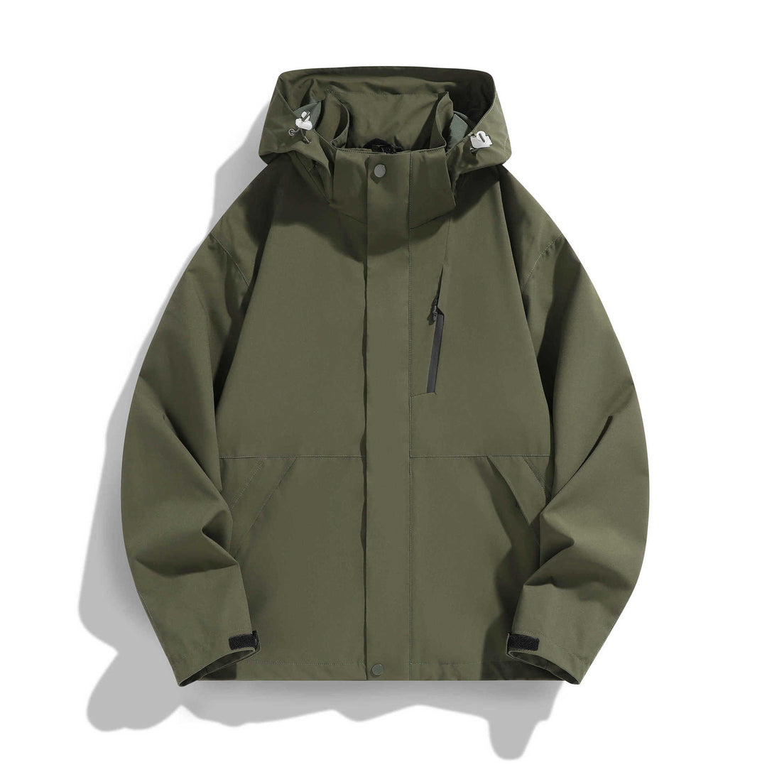 Damen Wasserabweisende Kapuzen‑Übergangsjacke mit verstellbarer Kapuze, verdeckter Frontblende und Multifunktionstaschen Echo Archiv