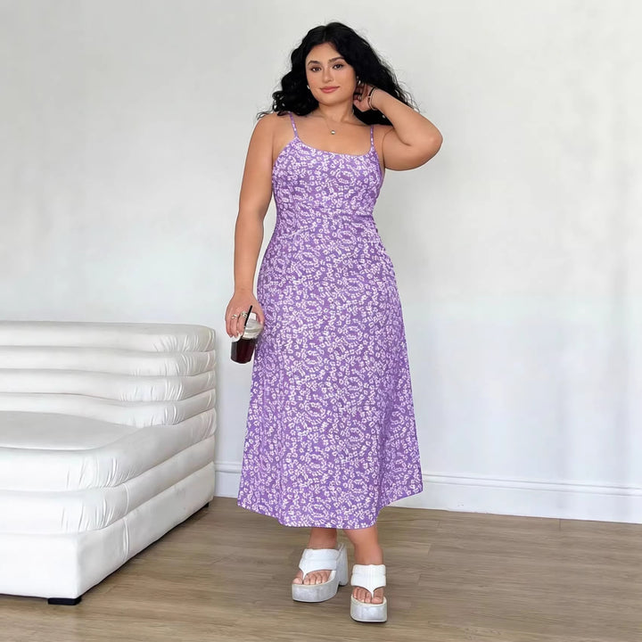 Damen Maxikleid mit feinem Blumenmuster und verstellbaren Spaghettiträgern Echo Archiv