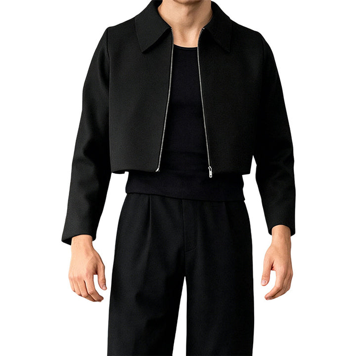 Damen Cropped Jacke mit Hemdkragen und durchgehendem Reißverschluss Echoarchiv