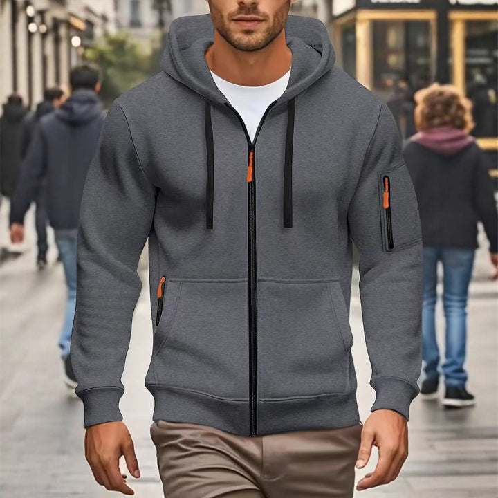 Herren sportliche Kapuzenjacke mit funktionalen Reißverschlusstaschen Echoarchiv