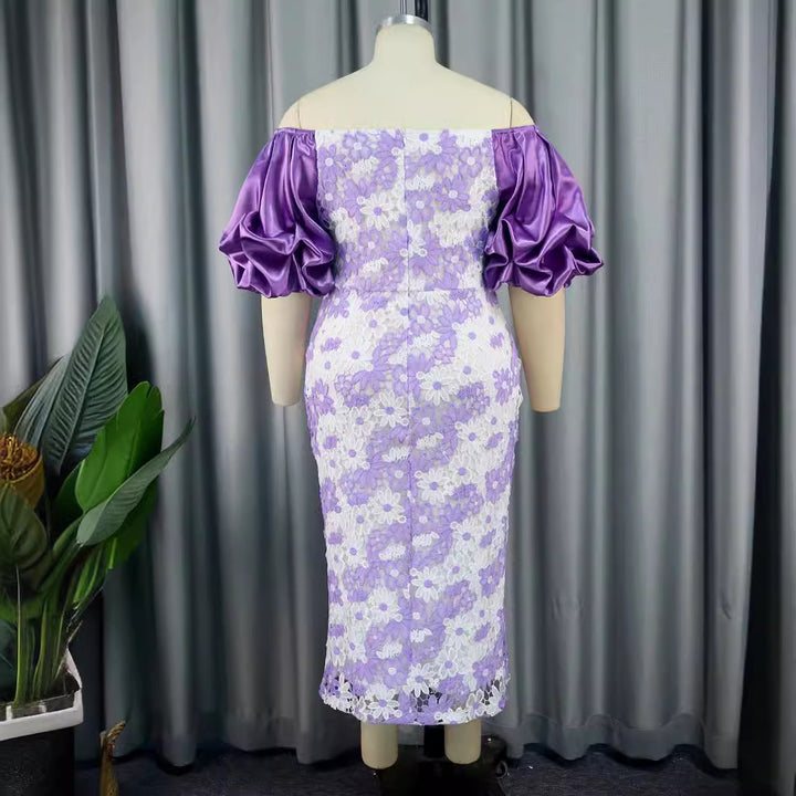 Damen Elegantes Spitzenkleid mit voluminösen Puffärmeln Echo Archiv