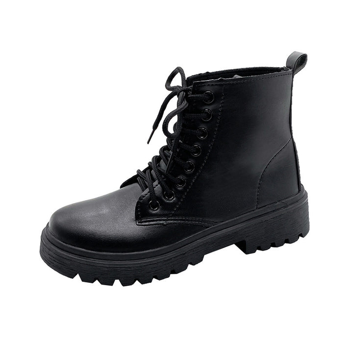 Damen Schnür-Biker-Ankleboots mit Plateau-Profilebene Echoarchiv