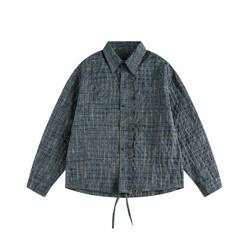 Unisex Kariertes Overshirt mit Tunnelzugsaum und verdeckter Knopfleiste Echoarchiv