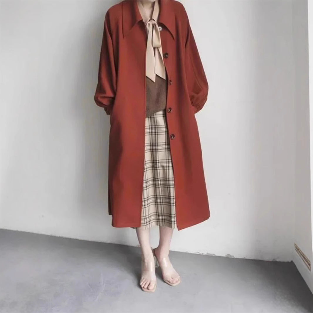 Damen Lange modische Jacke mit großem Kragen Echoarchiv
