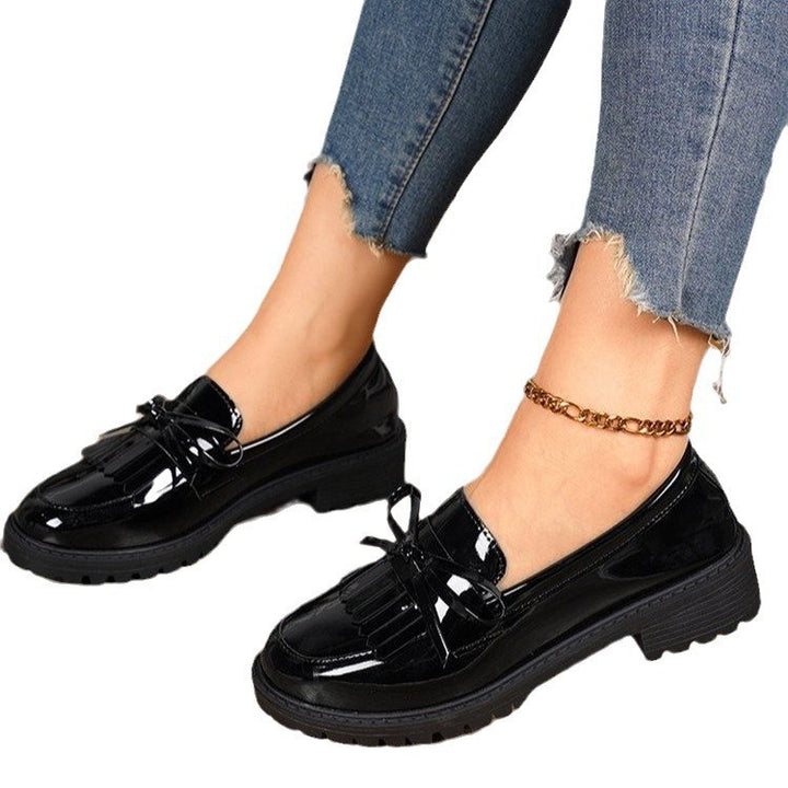 Damen nan Lackleder-Quasten-Loafer mit Fransenblatt und profilierter Gummisohle Echo Archiv